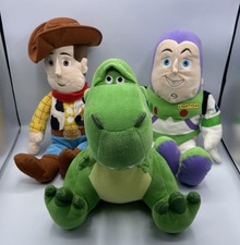 Lot of 3 Disney Toy Story Buzz Lightyear, Rex  Woody Plush Pixar Kohls Cares