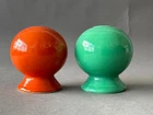 Fiestaware Salt Pepper Shaker Flower Green Red Orange Deco Vintage