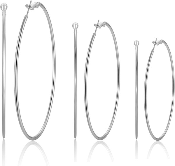 Ohrringe Creolen 925 Sterling Silber DüNn Hypoallergen GroßE FüR Damen-image