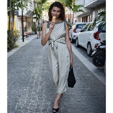 Brand New Doen amorette silk blend dress riviera foulard Large
