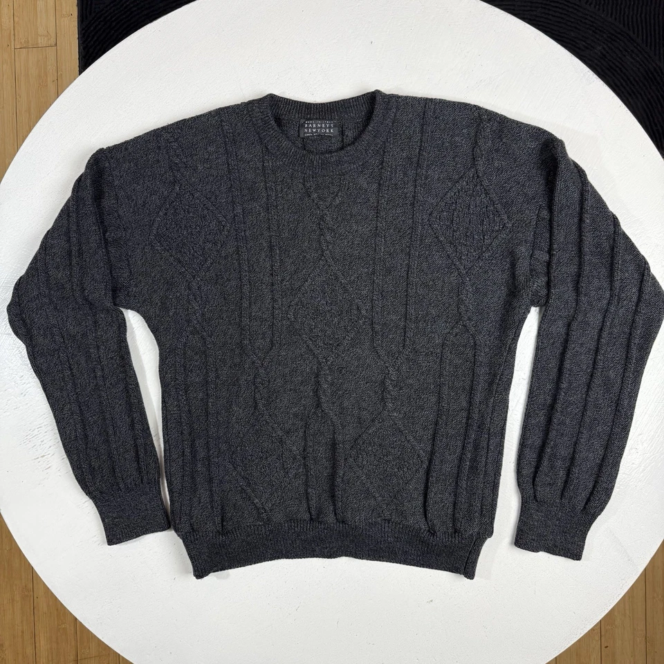 Suéter Vintage Barneys New York Hombres Talla Grande 100% Lana Gris Carbón Italia Foto 2 de 4