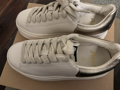 ASH White/Silver Low Top Lace-Up Athletic Sneakers Solid Casual Activewear