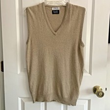 VTG Beige Lambswool Sweater Vest made in England Executive Clothiers Men sz M