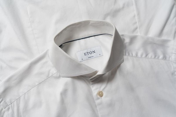 Men Eton Shirt White Cotton 36 / S / 44 #30XH