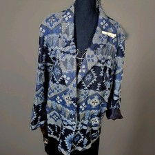 Vtg 90s Tribal Print Tapestry Blazer Sz XL Southwest Western Bohochic Oversized