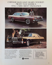 Vintage 1976 Chrysler Cordoba New Yorker Brougham Car Print Ad Luxury Vintage 1976 Chrysler Cordoba New Yorker Brougham Car Print Ad Luxury