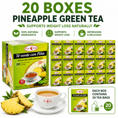 Pineapple Green Tea 20 Boxes Pack | 400 Total Tea Bags | Natural Green Tea with