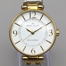 Anne Klein Diamond Accent Womens Watch 34mm Gold Tone Leather New Battery