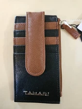 Tahari Mini Essentials Black Brown Wallet