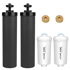 Water Filter Replacement for Berkey®, 2 Black Carbon Filters and 2 Fluoride F...