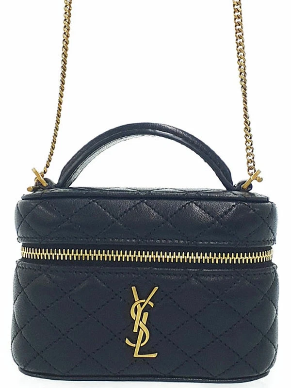 Saint Laurent — SAINT LAURENT PARIS Gaby Micro Vanity Bag 819285 Lambskin Leather Black #TB574