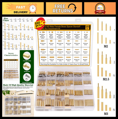 480Pcs M2 M2.5 M3 Standoffs Screws Nuts Kit for DIY PC Build, Raspberry Pi, Elec