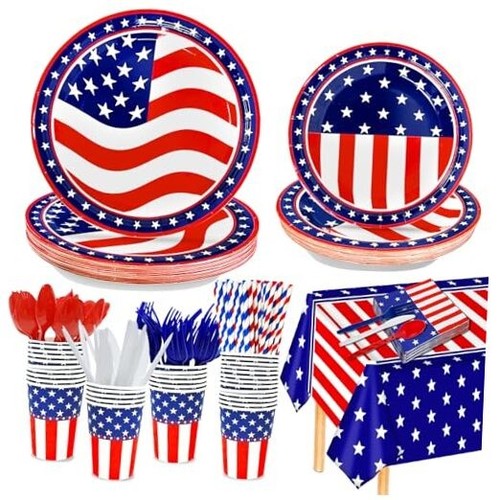 143PCS 4th of July Decorations Patriotic American Flag Party Supplies,Set of