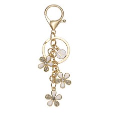 Initial Letter Flower Keychain, Cute Alphabet K Cherry Blossom Keyring, White