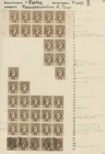 1886-95 1 Lep partial pane reconstruction with mint multiples