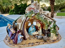 NWT~MAGNIFICENT Bethlehem Nativity Scene Blue Sky Clayworks TRULY BEAUTIFUL!
