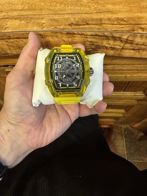 Invicta Racing Cyclone 48.5mm yellow, silicone strap & box. Worn once.