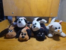 Lot of 6 Vintage Tonka Pound Puppy Puppies, 6 , 1986 Original Plush Kitty Kitten