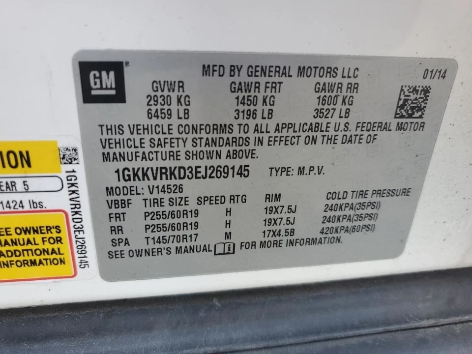 Maletero/portón trasero VIN J 11º dígito limitado Opt TB5 compatible con 13-17 ACADIA 2736453 Foto 2 de 4