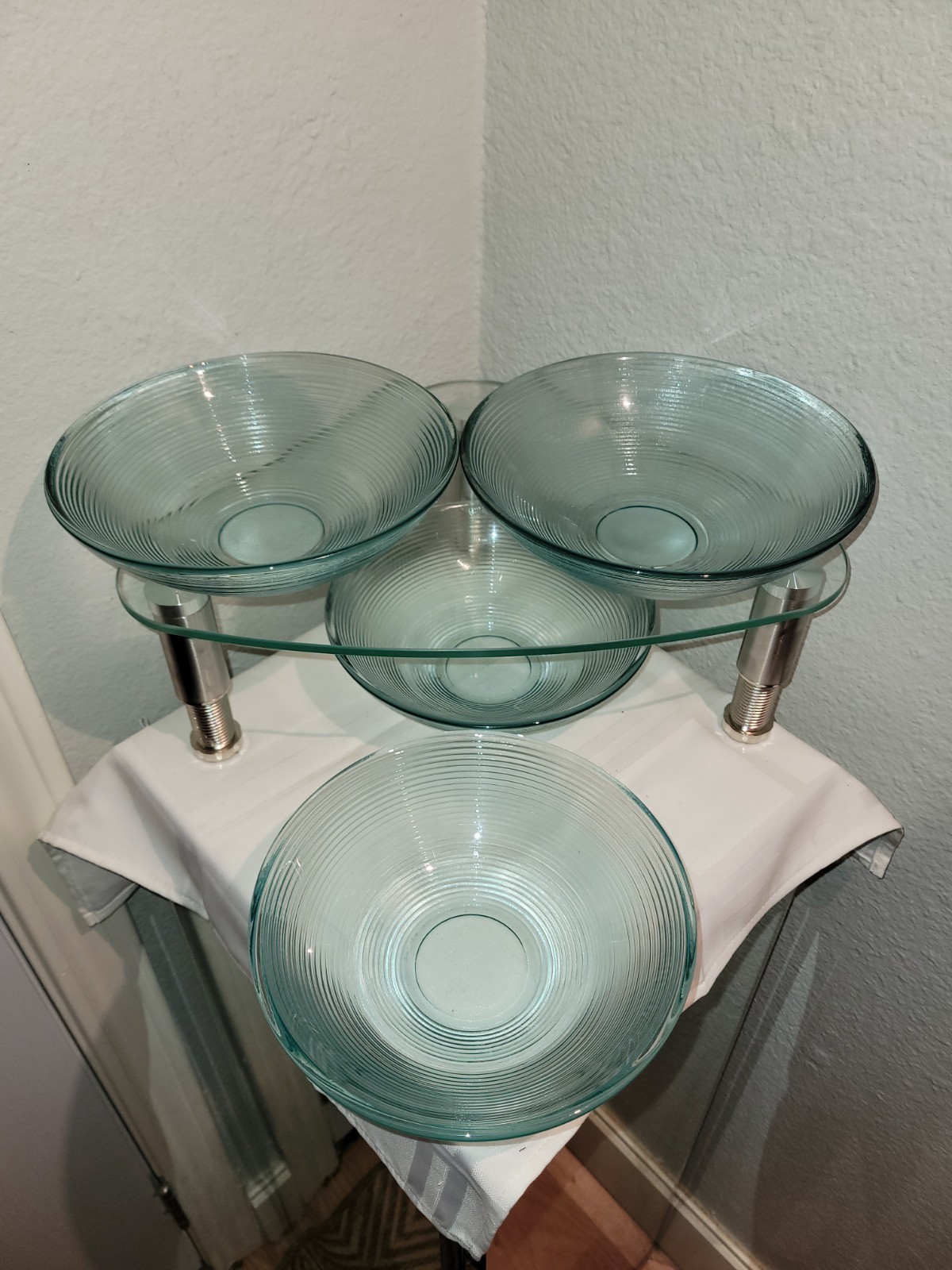 Vintage Green Depression Glass Swirl Soup Bowls 7⅞