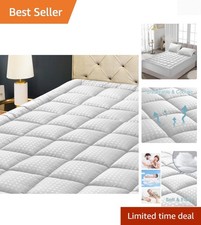 Luxurious Queen Cooling Mattress Pad with Deep Pocket Fluffy Microfiber