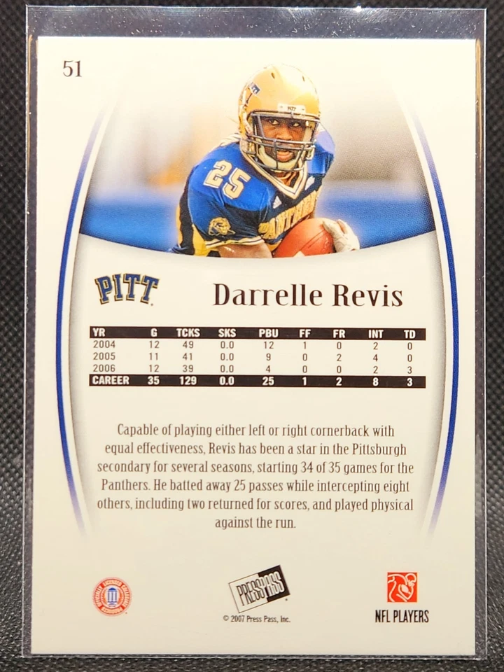 2007 Press Pass Legends DARRELLE REVIS RC #51 Pitt Panthers - Image 2 of 2