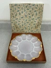 Vintage Anchor Hocking Milk Glass Deviled Egg Plate with Gold Trim & Box
