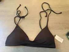 NEW black ribbed   L SPACE swimsuit bikini top size XS