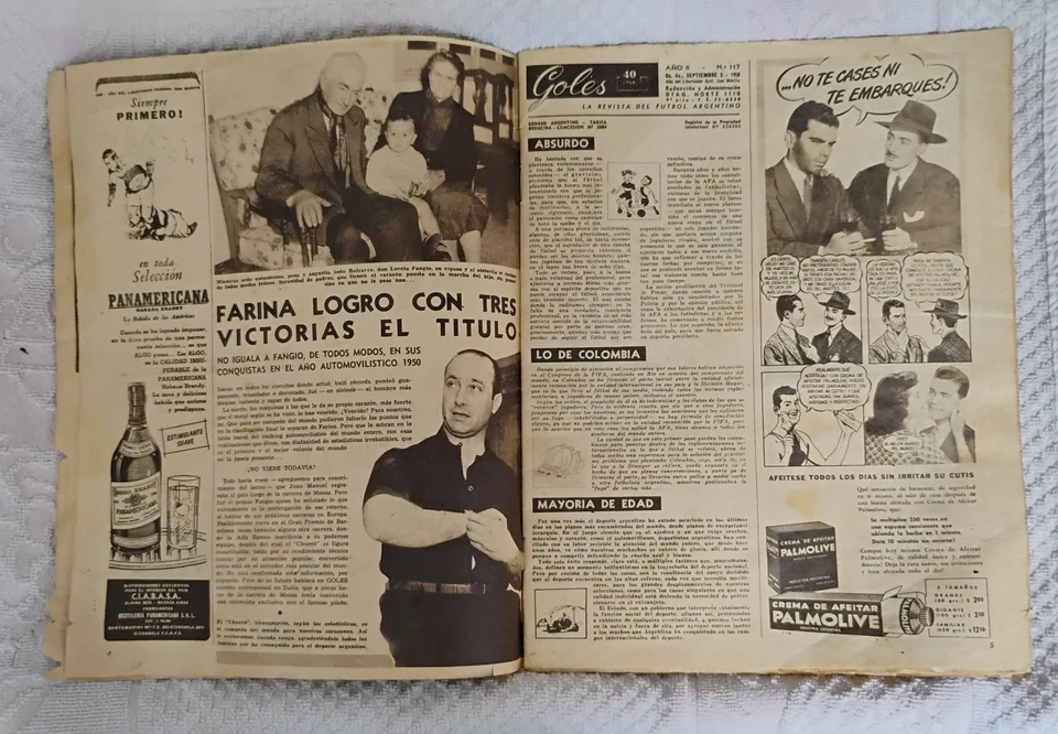 一级方程式 - Juan Manuel Fangio 5 次 F1 世界冠军 32 页小册子,1950 年代 — 第 3/4 张图片