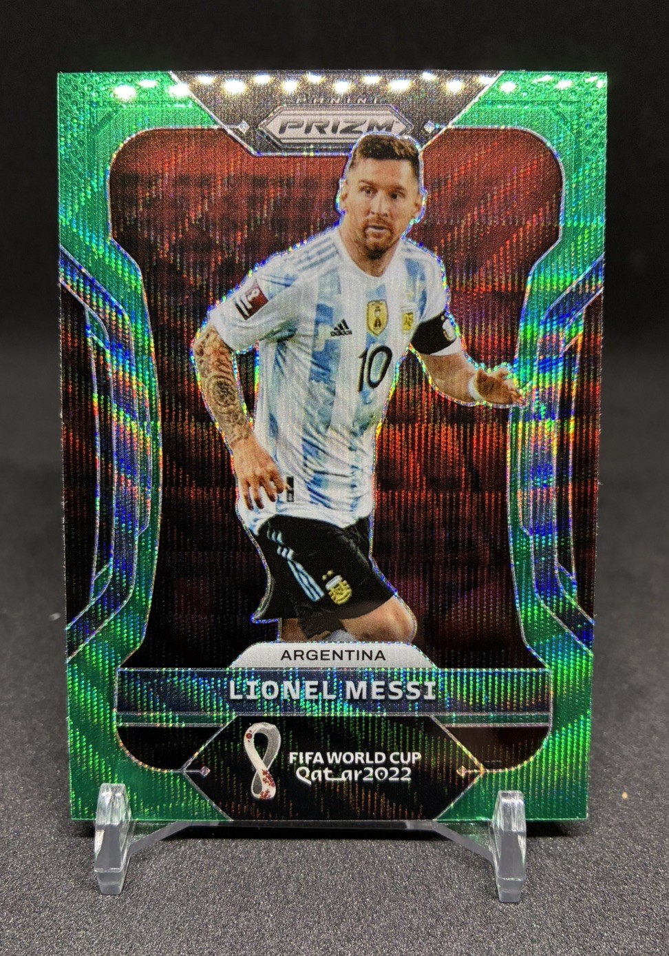 2022 Panini Prizm World Cup Qatar - Lionel Messi #7 Green Wave Prizm