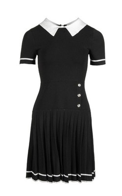Sandro Paris Damen Kleid schwarz Viskose Mesh Shirtkragen Gr.1 36 SFPRO02738