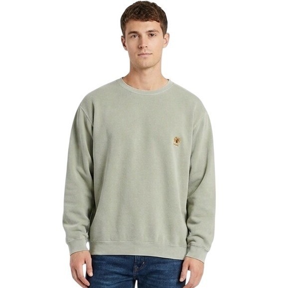 Ron Alexander Inc Garment Dye Crewneck Sweatshirt Men L Light Green Cotton Blend