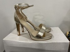 Nine West Metallic Gold Strapy 4" Stilleto High Heels Size 9