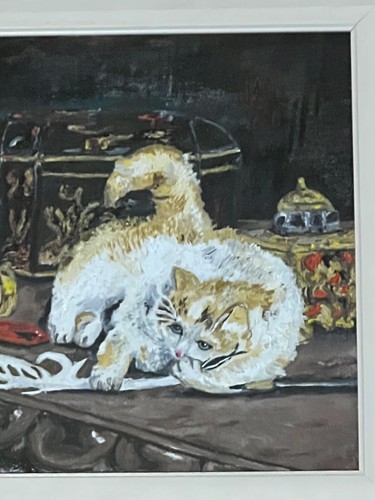 cat on the table oil painting oil on canvas - Picture 6 of 9