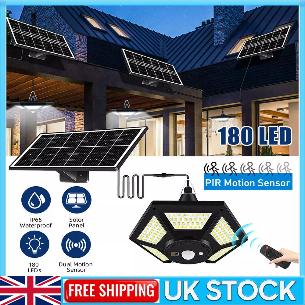 180LED Solar Pendant Hanging Lamp Outdoor Shed Patio Barn Garden
