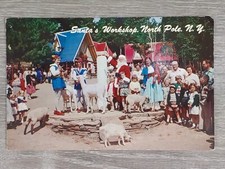 1960s North Pole New Jersey Santa's Workshop Vintage Postcard Elves BoPeep Sheep