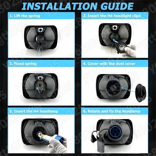 FOUR(x4) 4x6" H4 Glass Headlights Conversion Halogen Semi Sealed Kit HID & LED - Picture 7 of 10