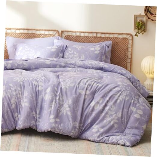 Light Purple Comforter Set - 7 Pieces Floral Lavender Queen 11 - Lavender