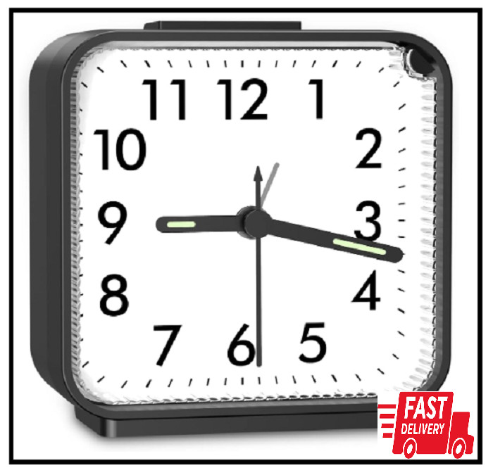 Analog Alarm Clock, Bedside Clocks Battery Powered, Silent Non Ticking