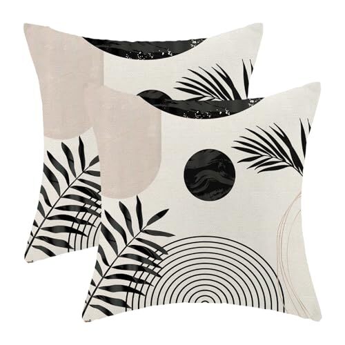 Boho Summer Pillow Covers 18x18 Inch Black White Beige Design Boho 02