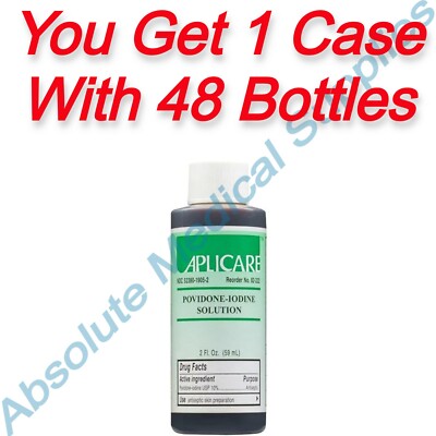 *48-Bottles* Medline Aplicare Povidone-Iodine Solution 2 Oz Antiseptic APL82222