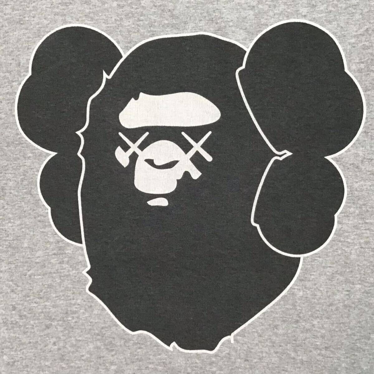 BAPE × KAWS BIG HEAD T-shirt a bathing ape NIGO Gray Size S BAPE × KAWS BIG HEAD T-shirt a bathing ape NIGO Gray Size S