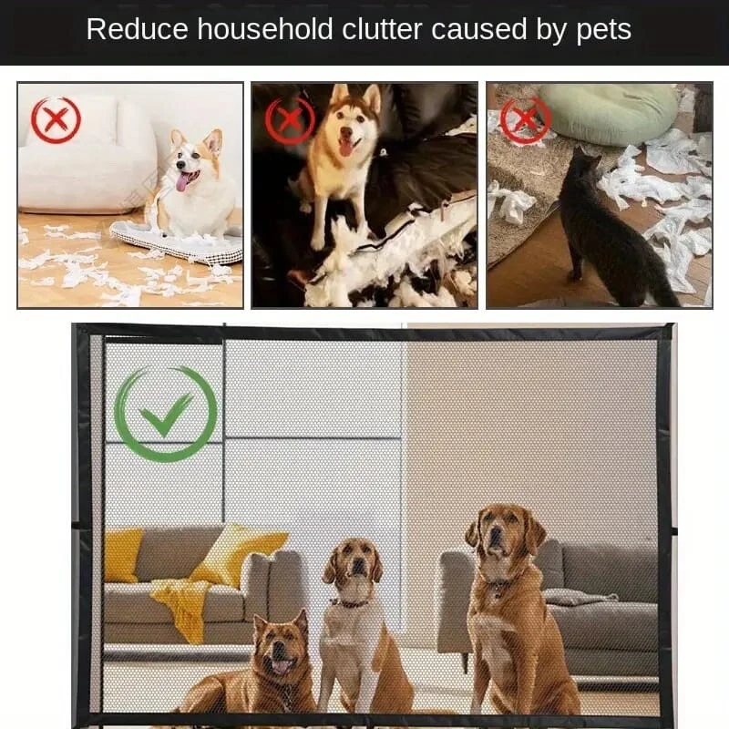 Retractable Dog Child Safety Gate Durable Pet Mesh Barrier for Doorways Stairs - Image 2 of 4