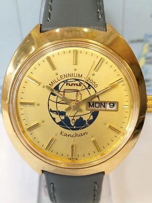 HMT KANCHAN 17 JEWELS WINDING GOLD DIAL 650199 INDIA MEN'S FULL WORKING VINTAGE