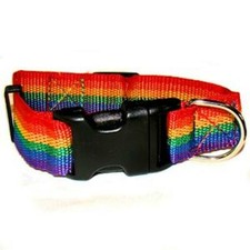 Gay Pride Nylon Dog Collar Rainbow Size Large LGBTQ