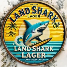LANDSHARK LAGER    Metal Sign   Wreath Center  Beer    8 x 8