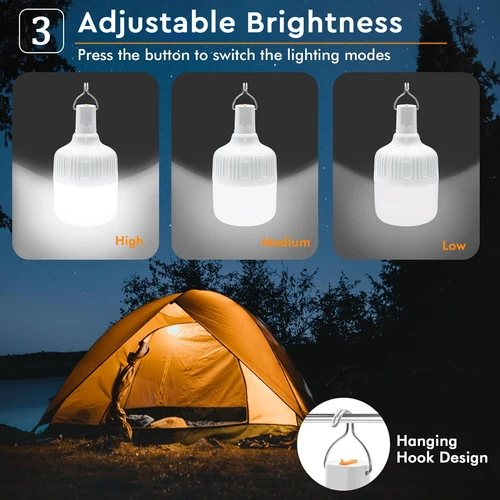 100W Solar LED Birne Solarpanel Powered Light Zelt Lampe Hof Camping Outdoor - Bild 3 von 10