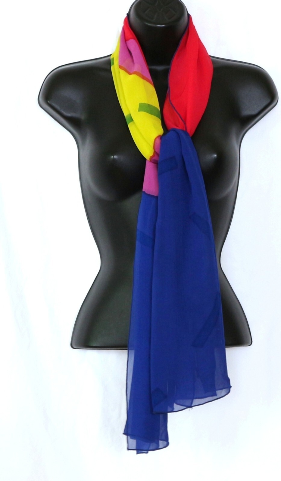 MOSS Rainbow Primary Colors Rectangular Silk Chif… - image 3