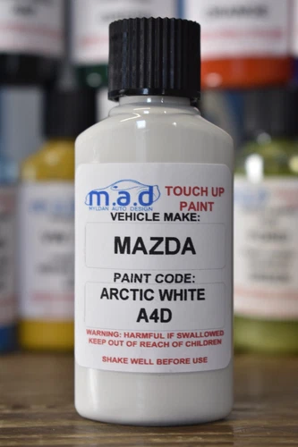 TOUCH UP CAR PAINT 30ML BOTTLE FOR MAZDA ARCTIC WHITE A4D CX-5 MX-5 MAZDA3 ETC