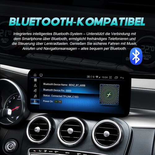 12,3" Android 14 Display GPS Navi CarPlay Mercedes C/GLC/V/X W205 Autoradio WIFI - Zdjęcie 9 z 17